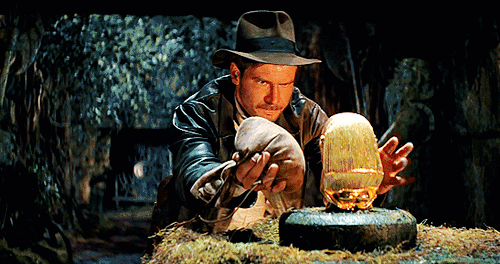 A graceful switch by Indiana Jones in Raiders of the Lost Ark