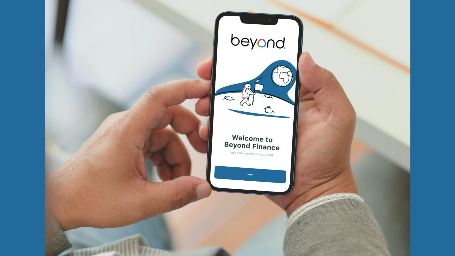 An image showing the welcome screen to Beyond Finance's mobile app
