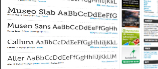Font Squirrel Type selection