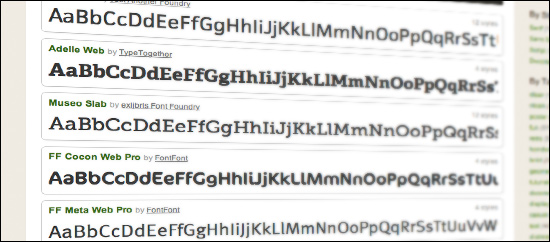 Typekit font selection