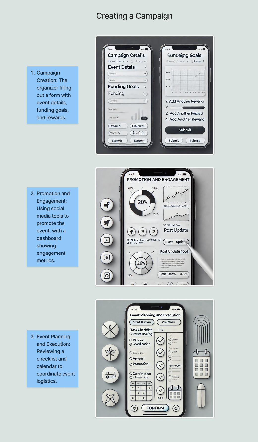 AI generated storyboard for Event Organizers creating a campaign