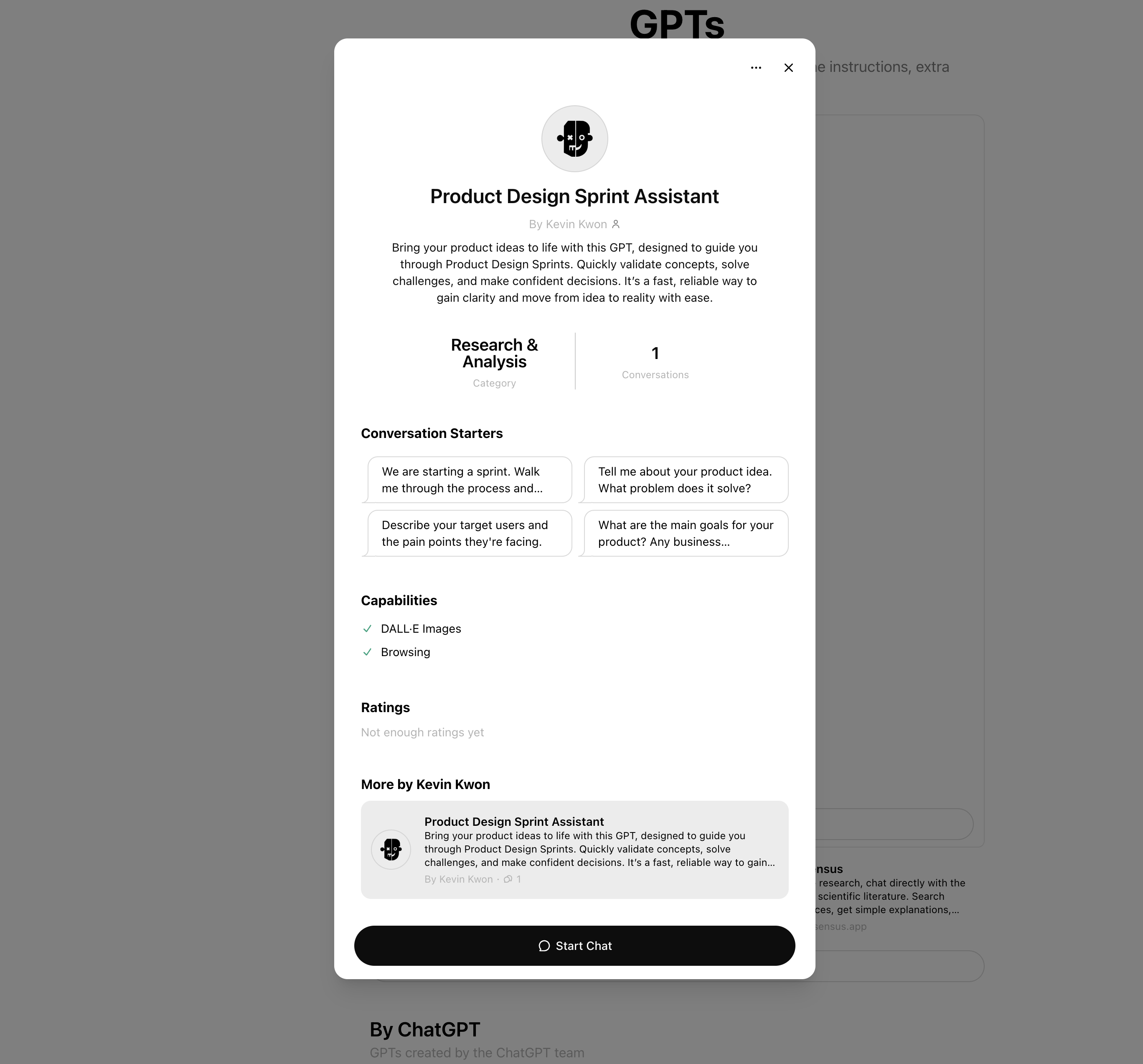 Product Design Sprint Assistant GPT Card