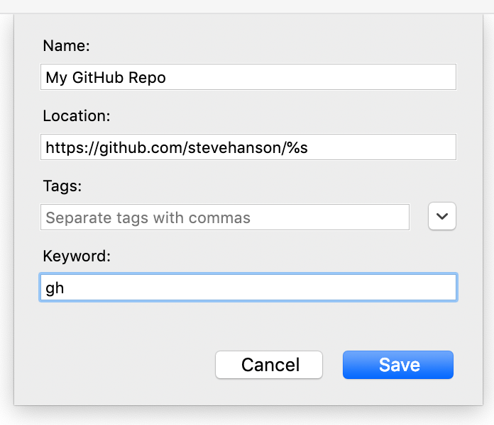 GitHub repo Firefox bookmark.