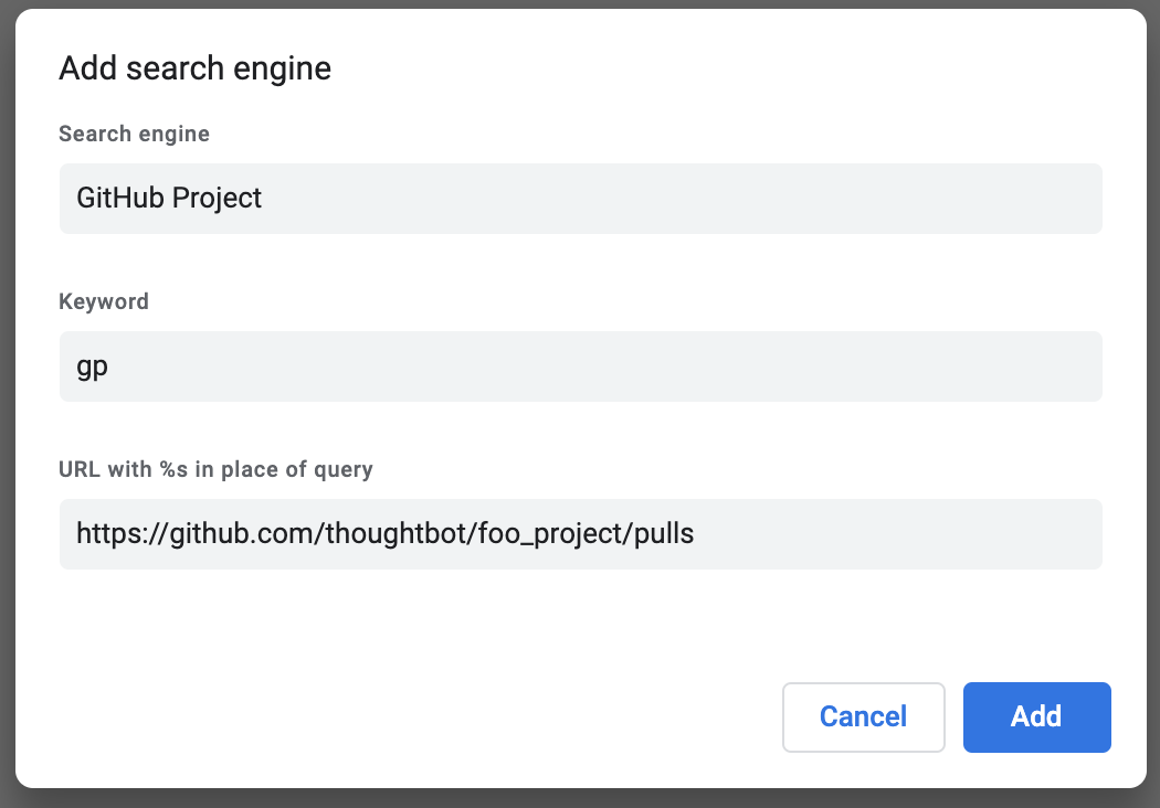 Current project Chrome search engine.